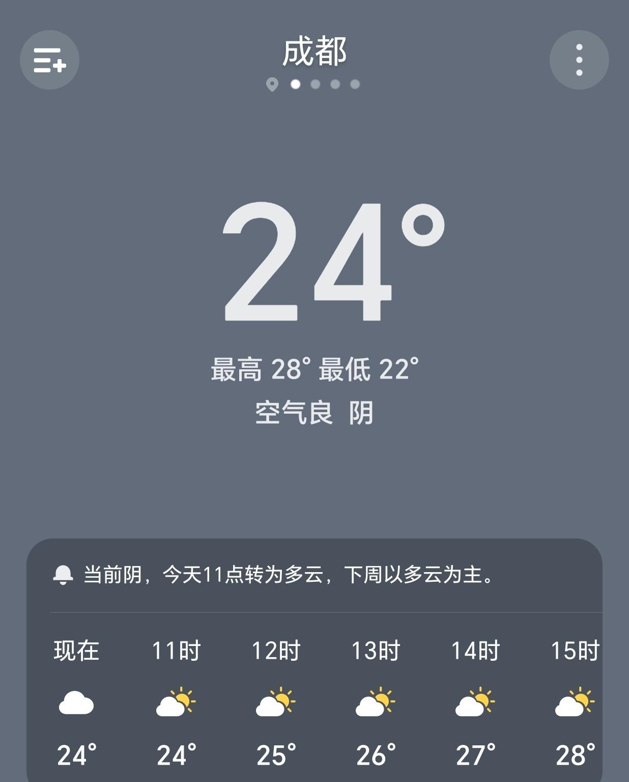 【早安成都】今天是6月28日，星期日，农历五月十四，成都多云，22-28°C。今