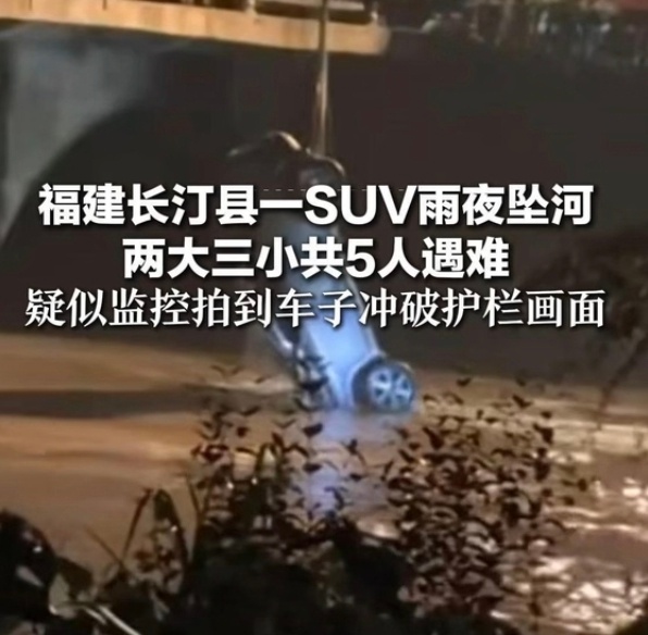 汽车坠桥致5死疑监控画面曝光这护栏怎么一点用都没有？我看到汽车落水后，有人在现场