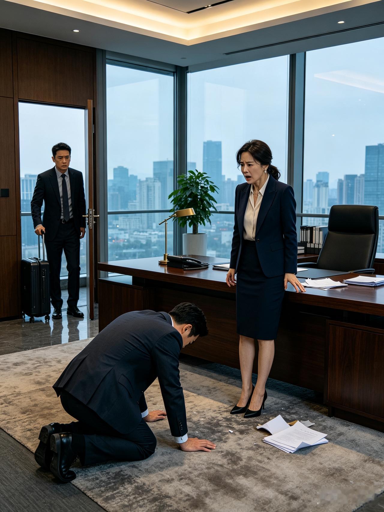 总裁妻子一夜情后回到公司，见男助理跪在地上向我磕头，她慌忙开口：“出差提前结束了