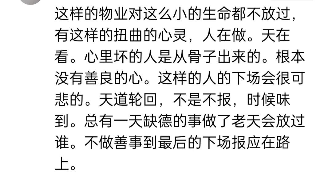 接到业主投诉，物业对小区的流浪猫狗采取了措施。
像我这样的，农村出身的，小时候也