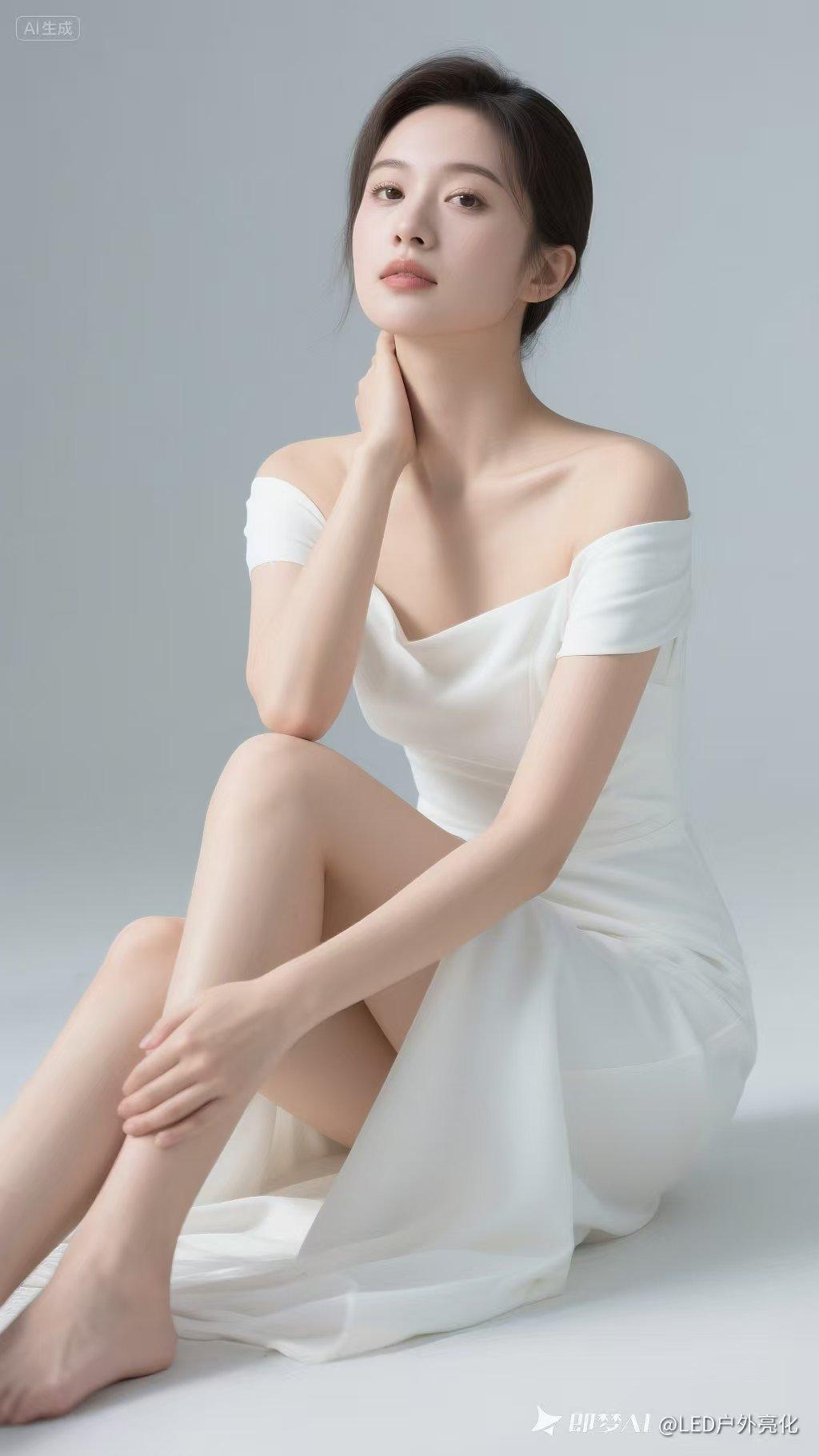 穿着优雅白裙的你，静静坐在那里，就是最美的风景。