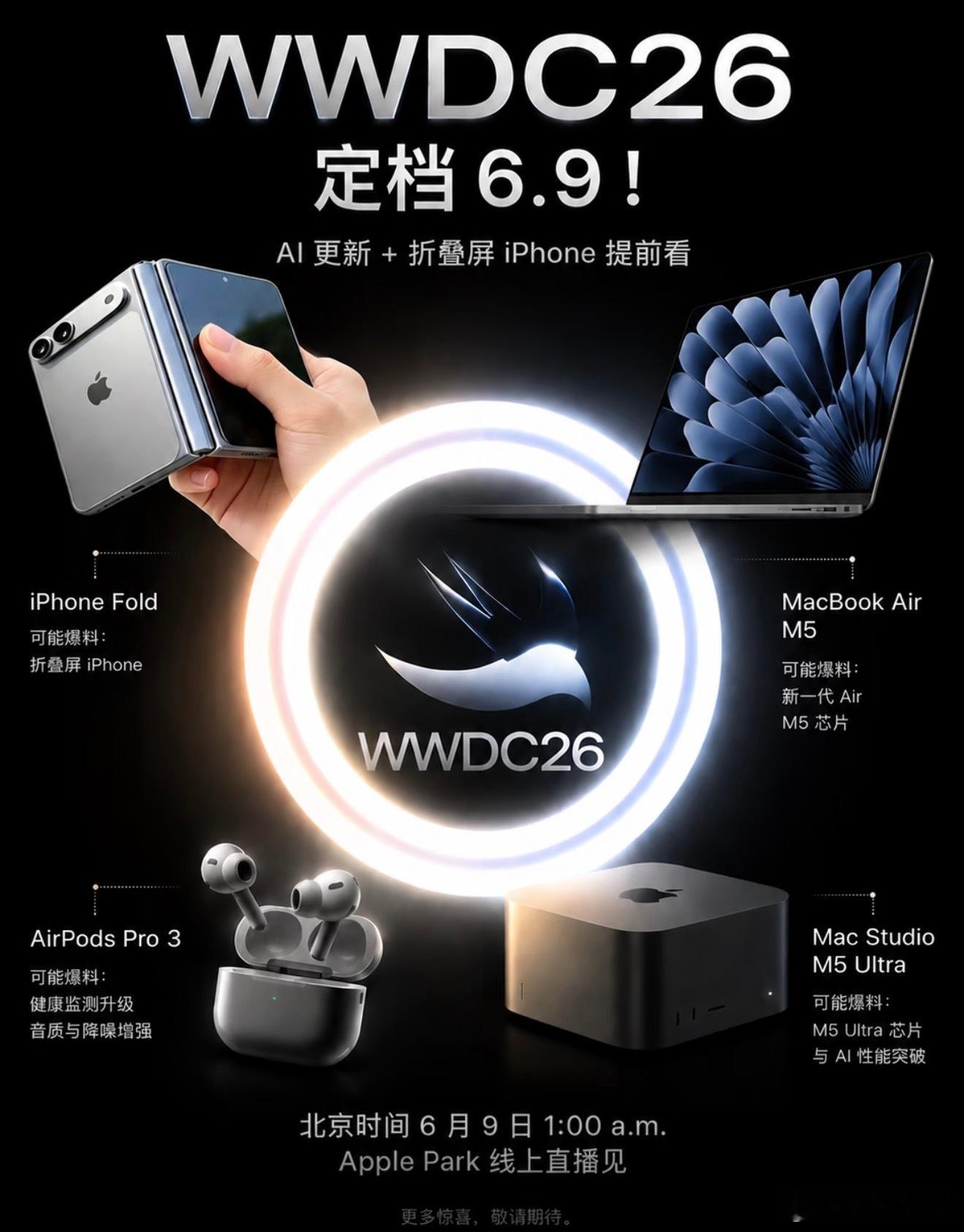 提前剧透一下WWDC26最大的亮点就是折叠屏了吧看看有什么新技术库克最后一届ww
