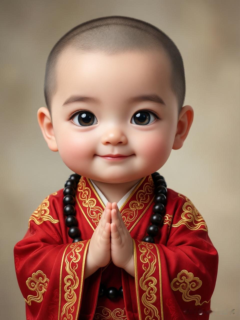 顺口溜.小和尚

小和尚，真可爱，
光头锃亮像锅盖。
红袍金边身上穿，
佛珠挂脖
