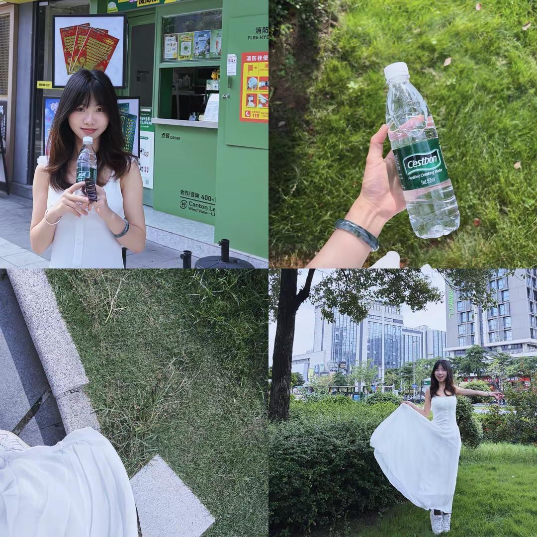 夏天的风 白色连衣裙韩系便利店打卡 夏日穿搭白色连衣裙 夏季日常系列