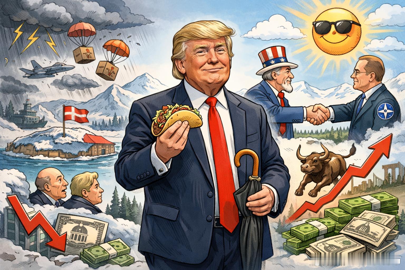 特朗普收回对欧洲8国关税威胁达沃斯一小时翻盘：从格陵兰风暴到TACO星期三，华尔