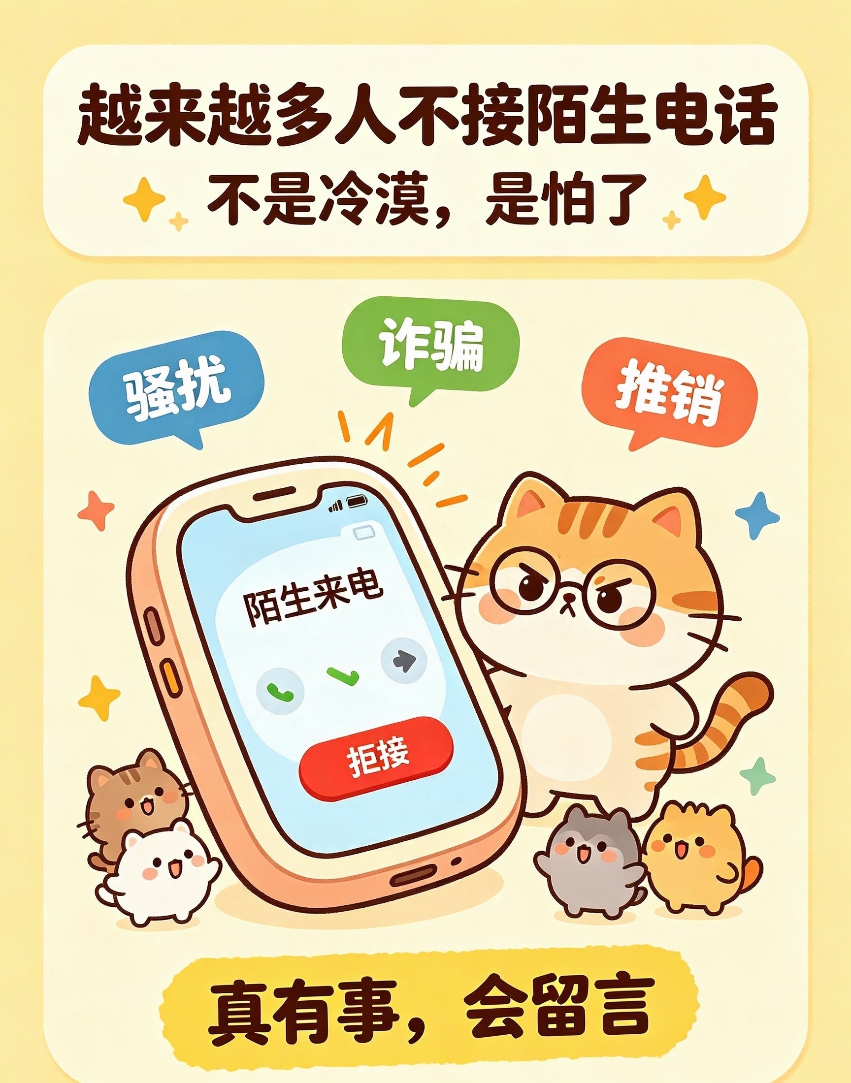 越来越多人不接陌生电话现在看到陌生来电直接不接，不是冷漠，是被骚扰、诈骗电话磨怕