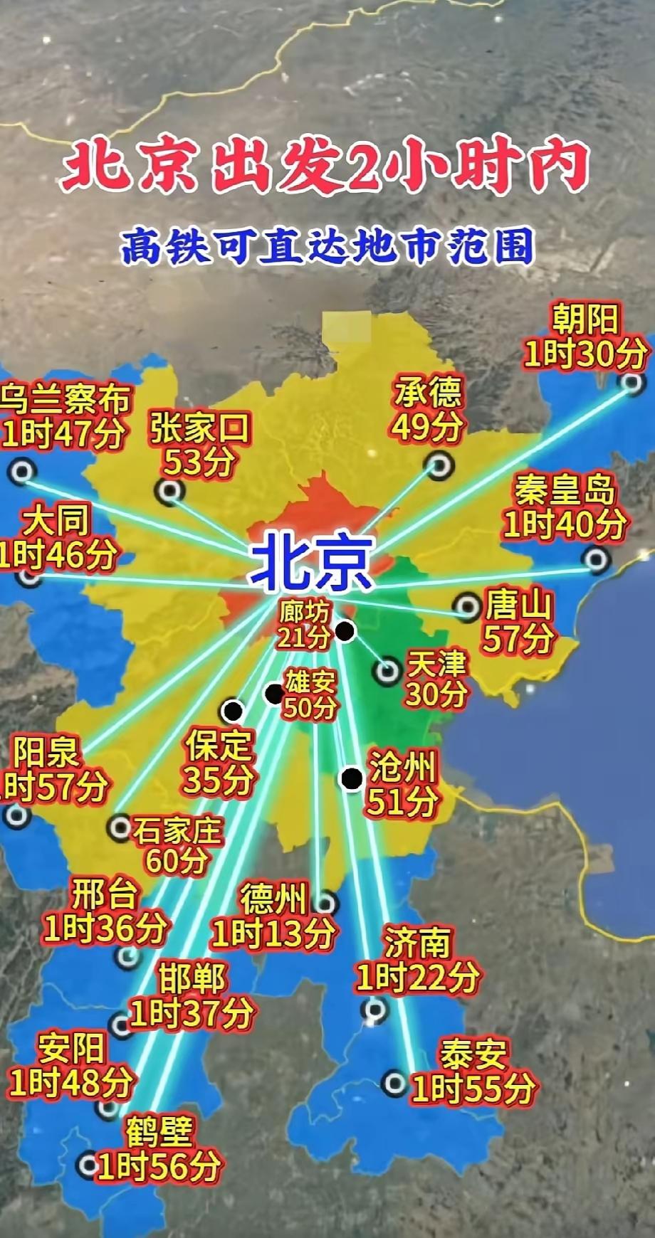 北京高铁2小时通勤圈！从首都北京出发，一张高铁票就能在2小时内打卡近20座城市，