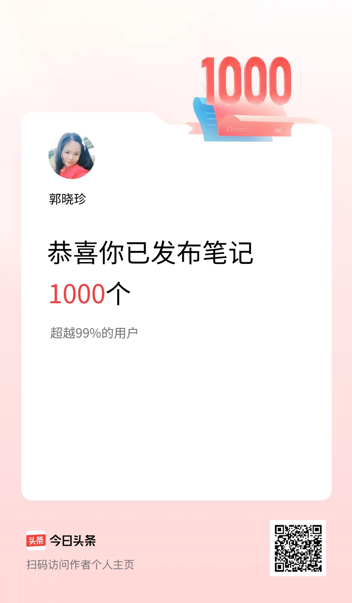 我在头条累计投稿笔记1000个