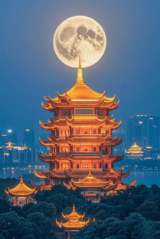 五一游武汉，这波不亏！黄鹤楼必须打卡，站在上面能俯瞰长江和武汉三镇的美景，仿佛穿