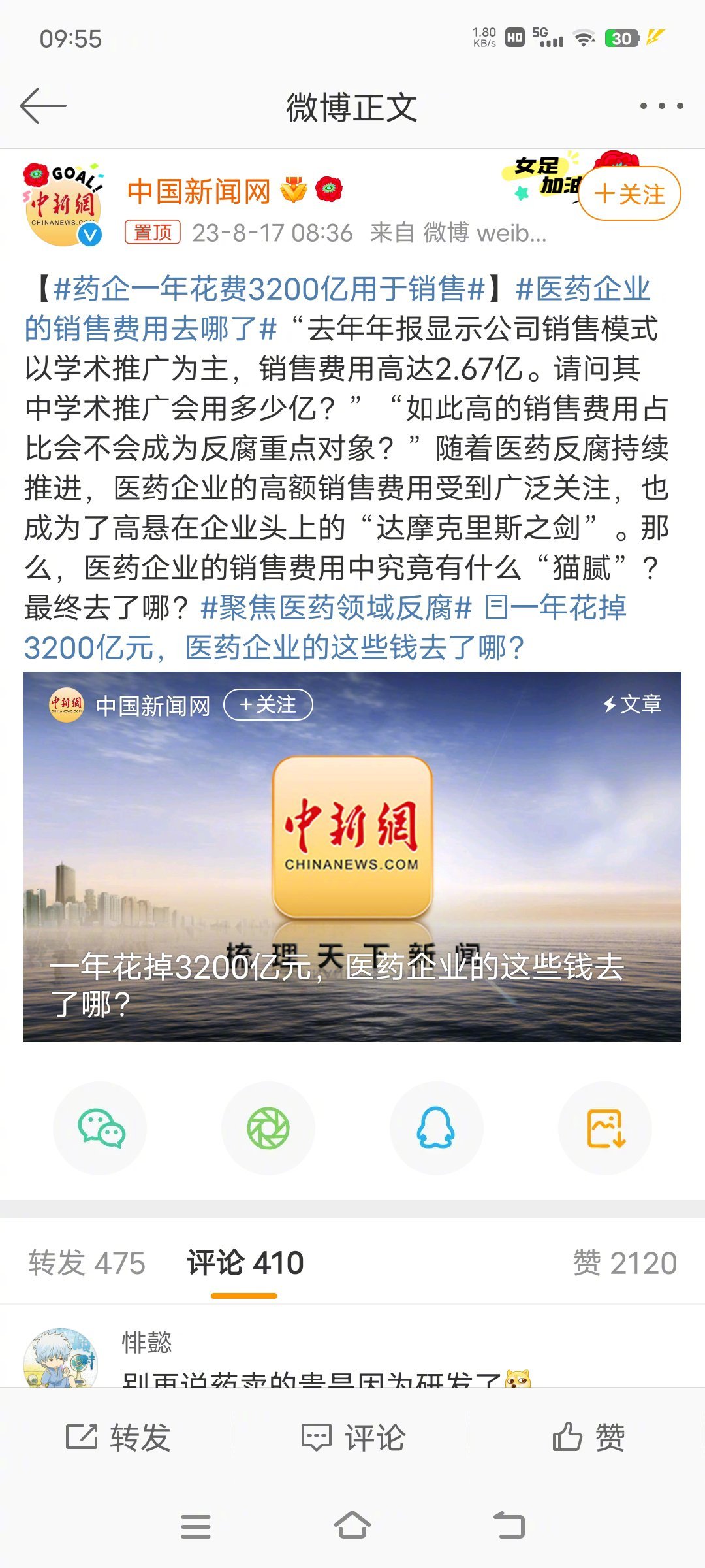 #药企一年花费3200亿用于销售#药企又不是傻子，花3200亿进了医院领导和采购