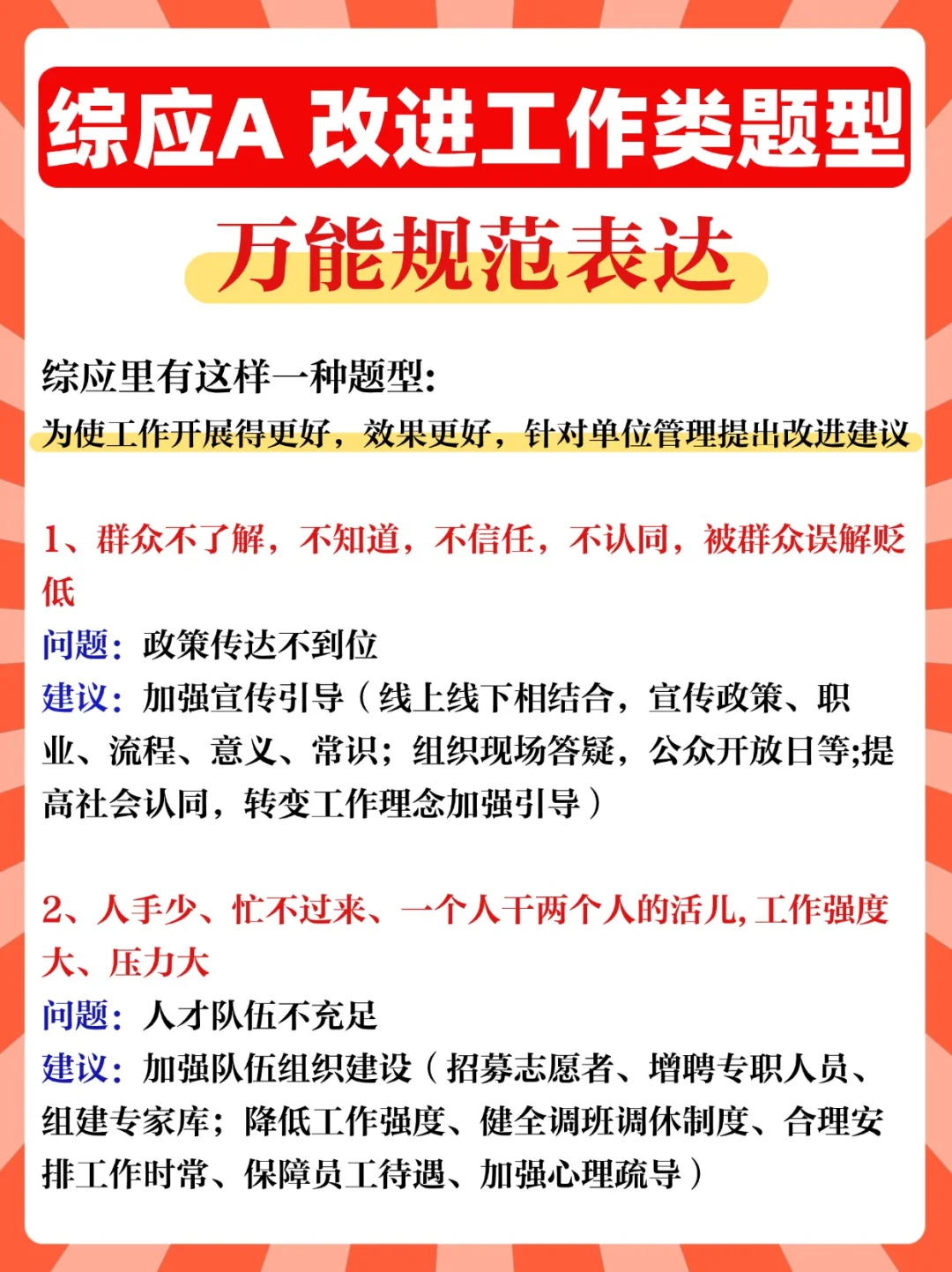 事业单位联考综应A类万能规范表达🔥