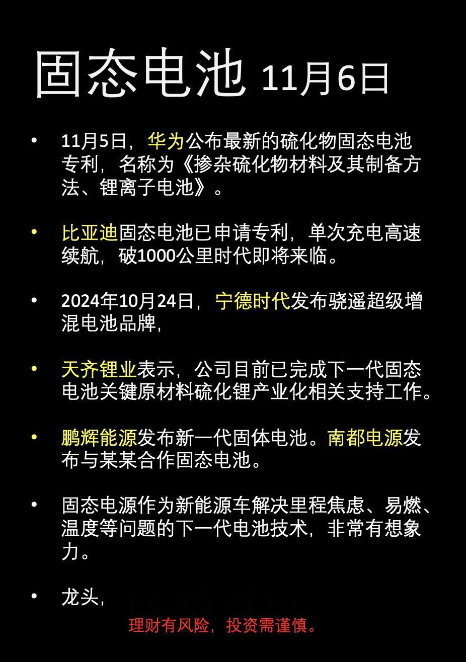 11月16日，华为固态电池专利曝光。