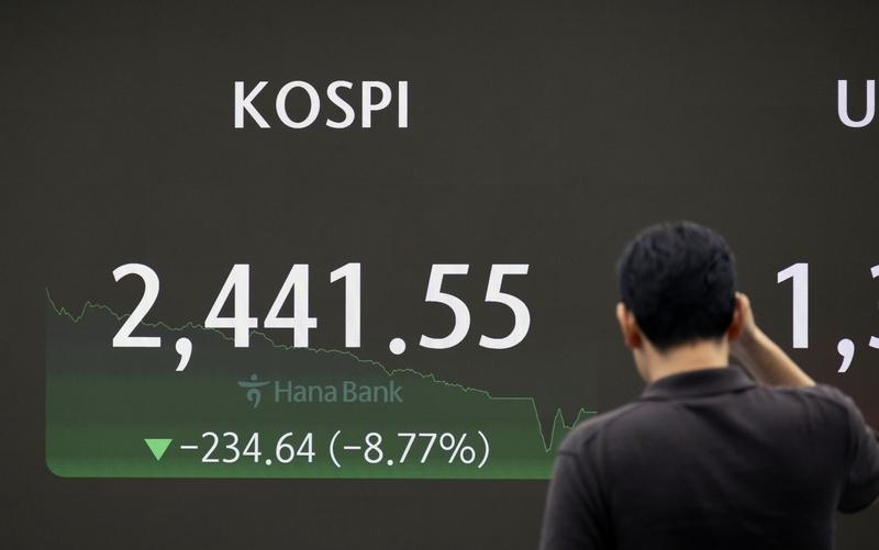 韩国股市大跌触发熔断
家人们快看全球市场大震动！韩国股市遭遇“黑色星期一”，KO