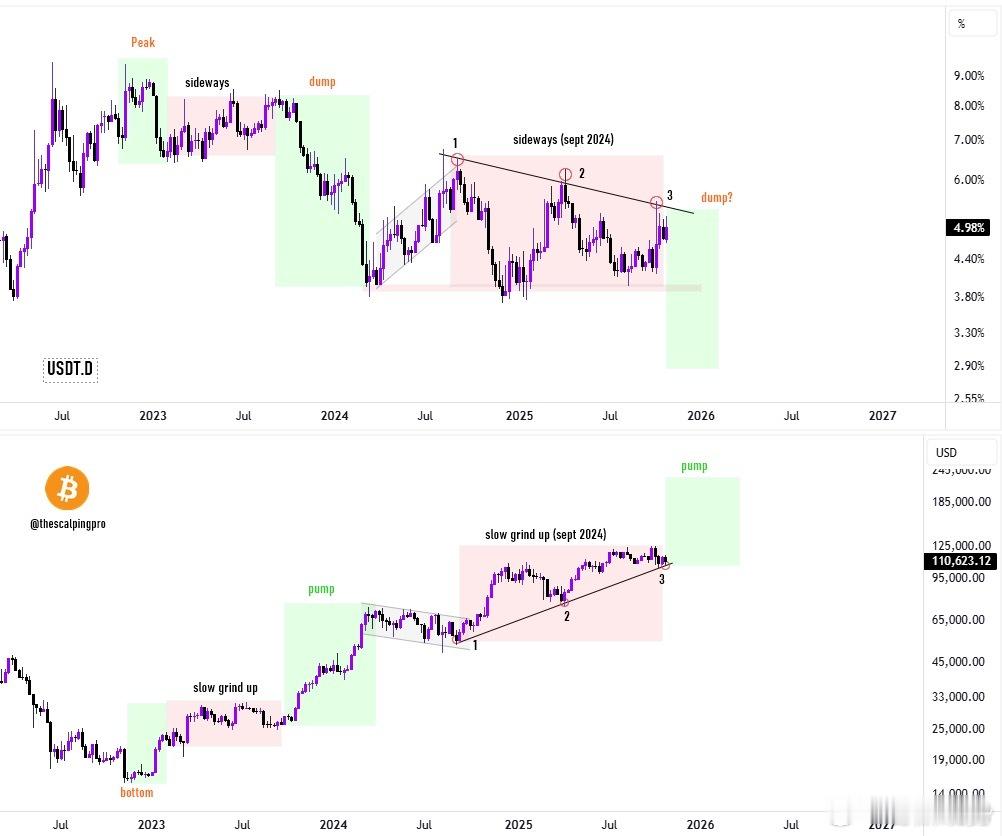 侠哥聊股市[超话] 当前牛市何以被称“疲软”？从USDT与比特币联动探寻趋势走向