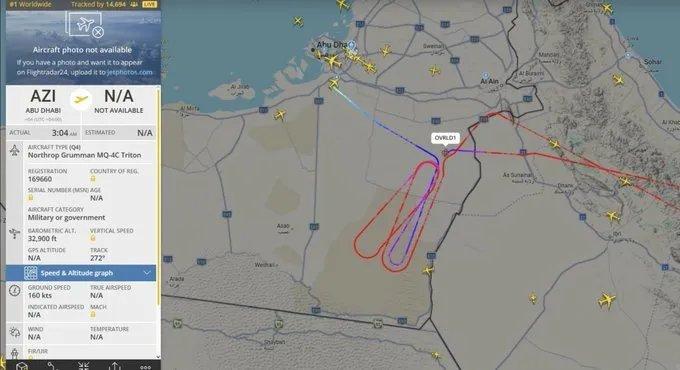 突发！美国海军MQ-4C侦察无人机，在伊朗附近波斯湾上空执行任务时，在向雷达发出