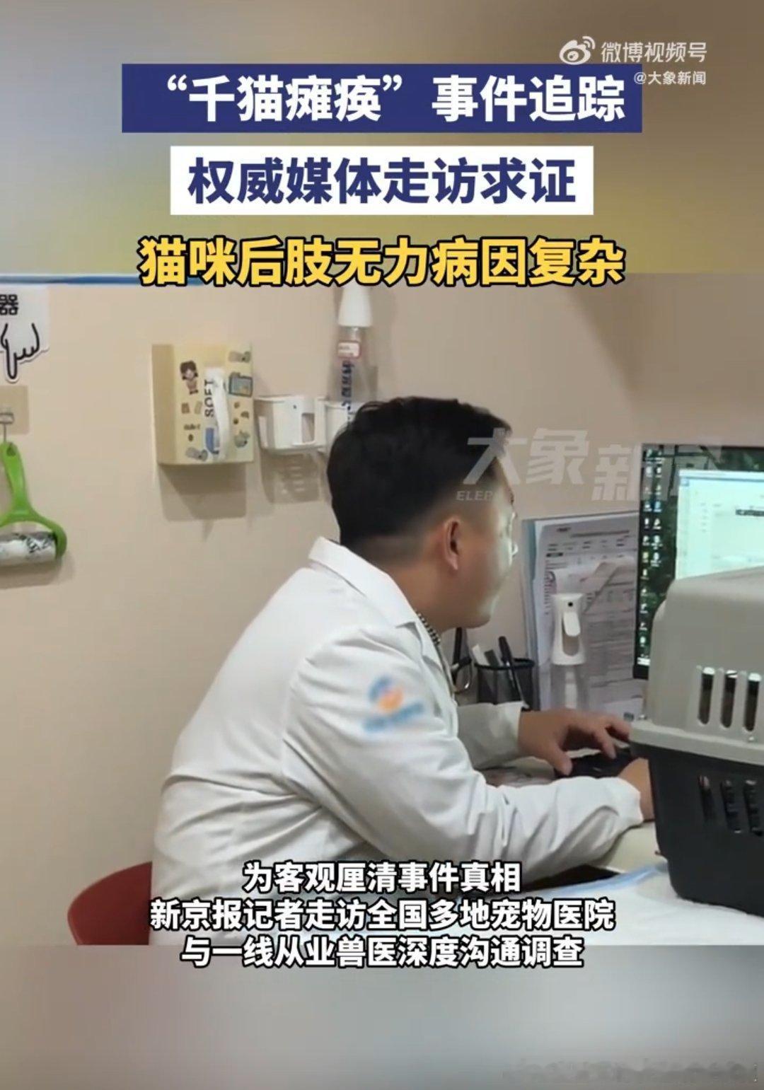 千猫瘫痪多地医院真相调查多地宠物医院走访调查显示，猫咪后肢瘫痪病因复杂多样，目前