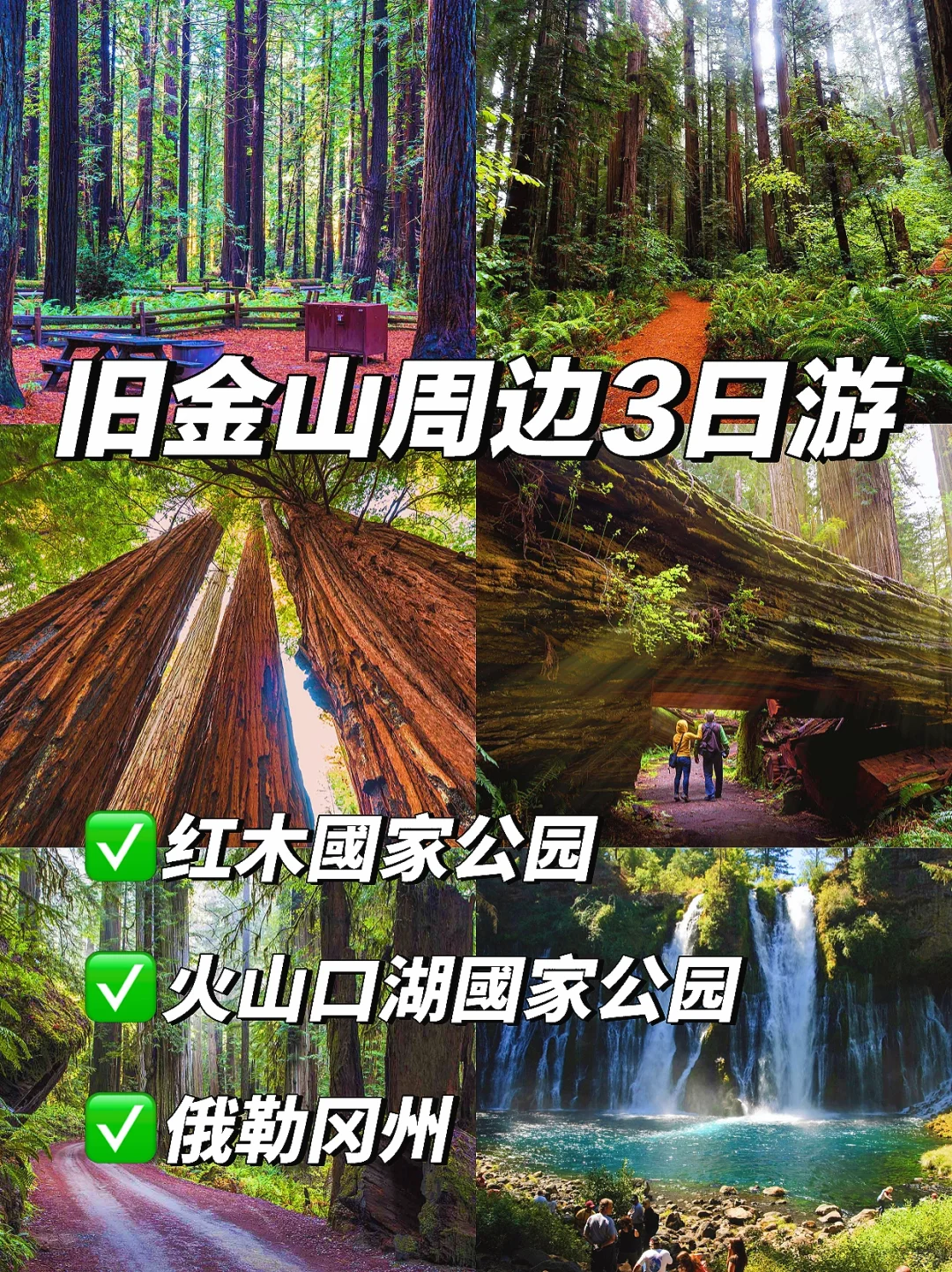 🌴加州…四大公园💐旧金山周末3日短途游路线