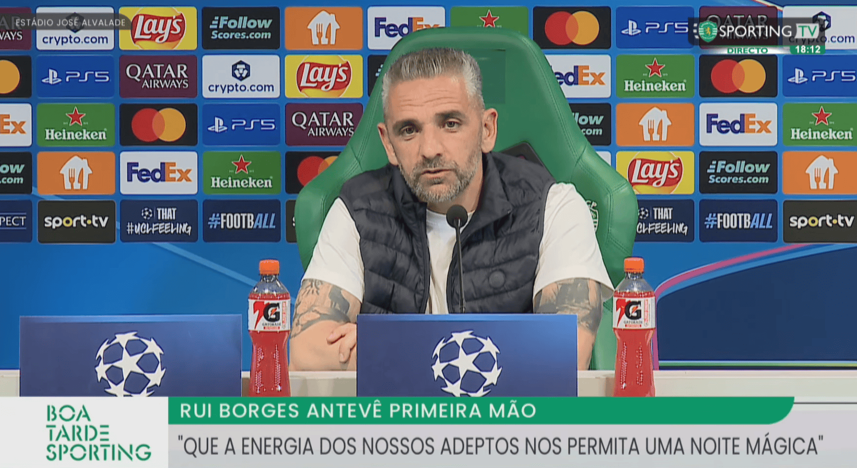 葡体主帅：踢阿森纳会有战术变化；祝哲凯一切顺利，不怨恨