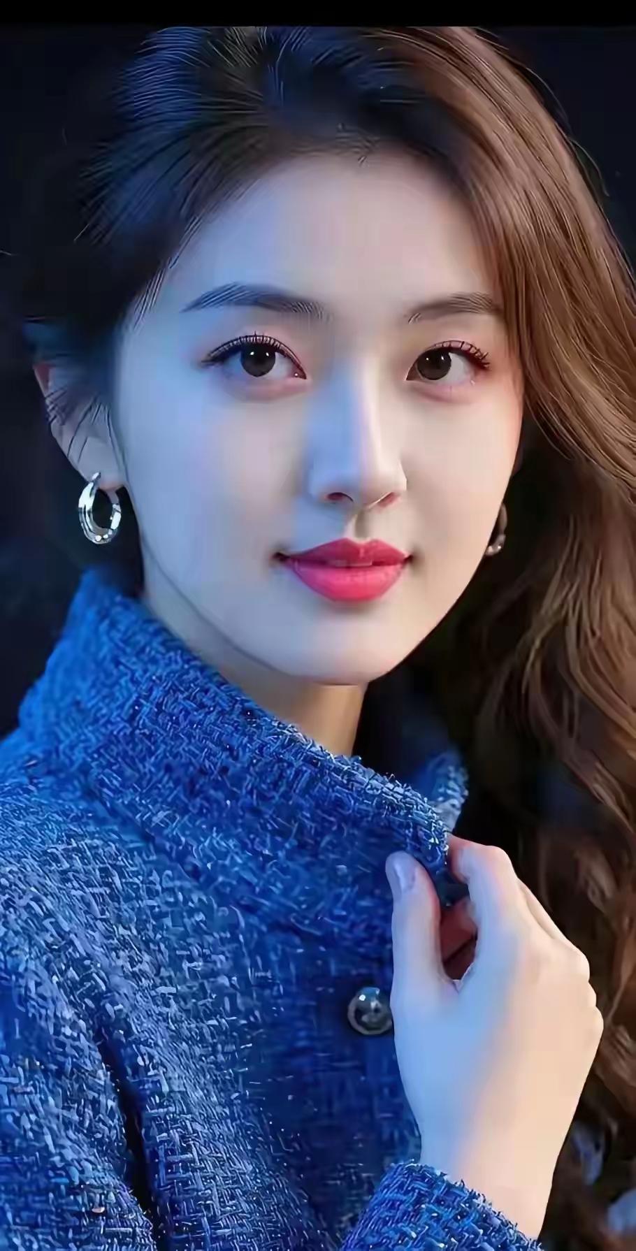 温柔蓝调，优雅气质，时尚穿搭，甜美微笑，女神范儿