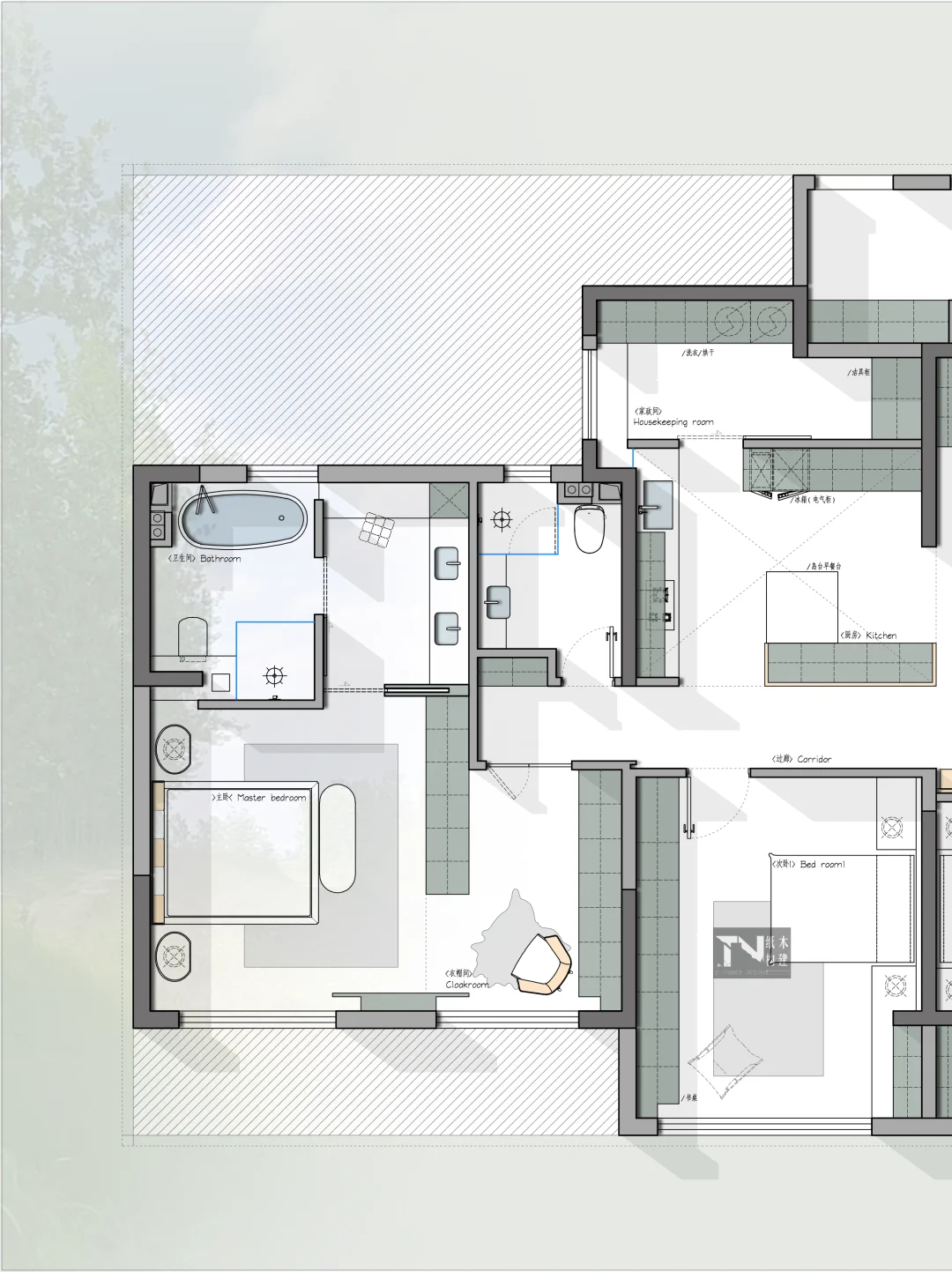 两套打通，三个房间改成主卧套间