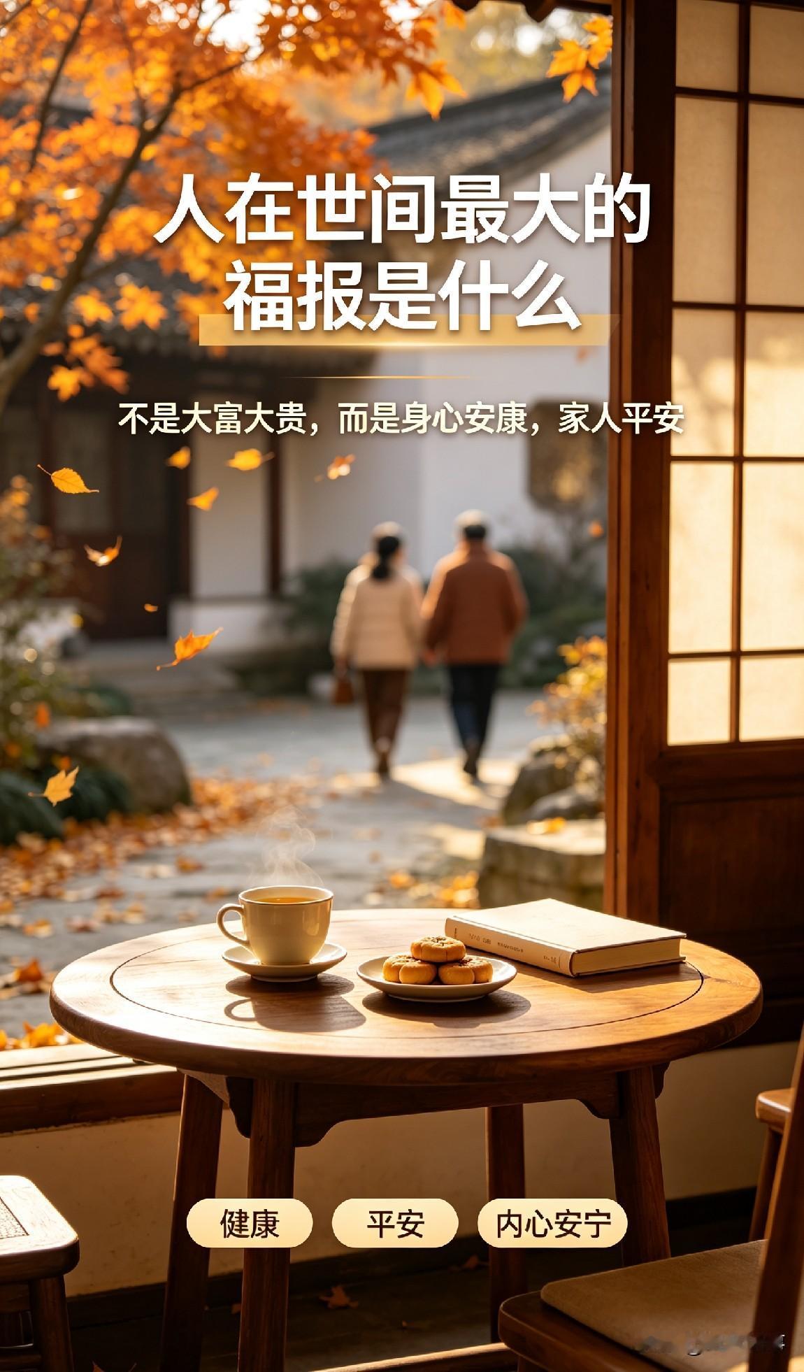 人在世间最大的福报是什么? 人在世间最大的福报，不是大富大贵，而是身心安康，家人
