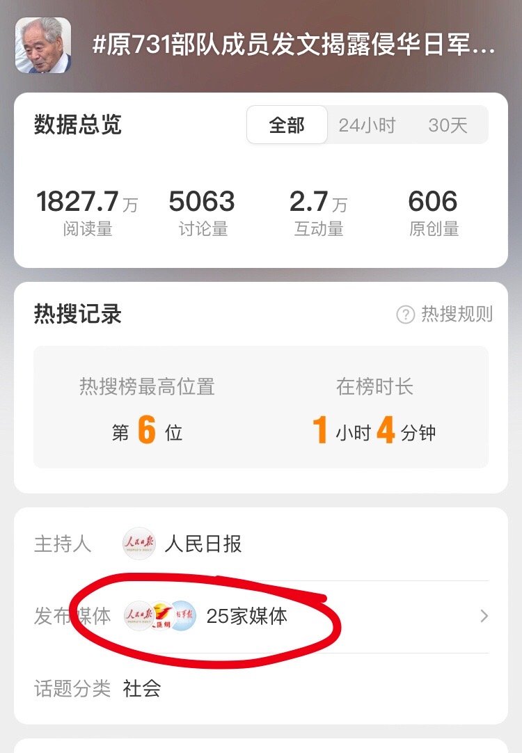 #原731部队成员发文揭露侵华日军罪行#网友们来帮忙提醒一下这些媒体他们可能没看