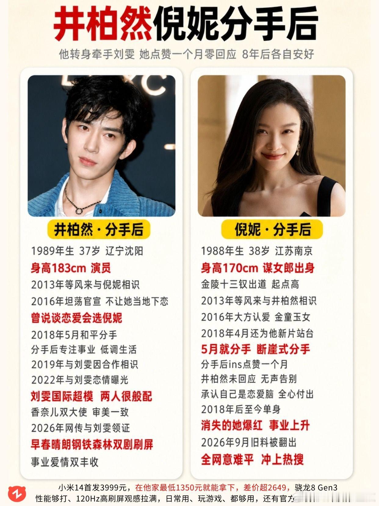 分手 8 年，这对金童玉女让全网意难平！倪妮 井柏然 刘雯 明星分手 金童玉女 