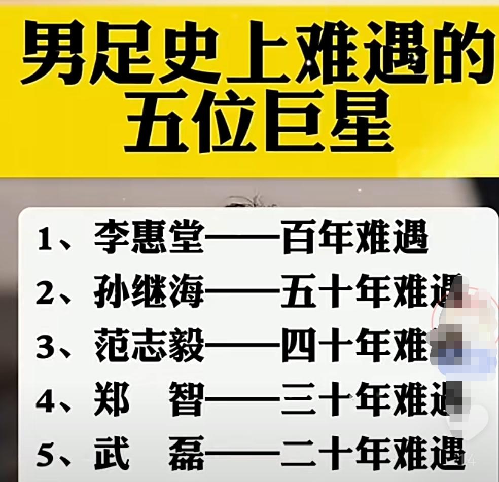 球迷列出中国足坛五大巨星！下一位巨星会是在哪里？会是谁？我们看到这五位球员都是中