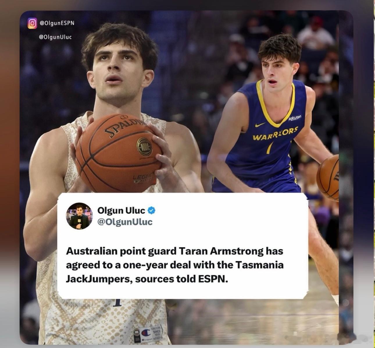塔兰阿姆斯特朗回家，签约塔斯曼尼亚一年nbl