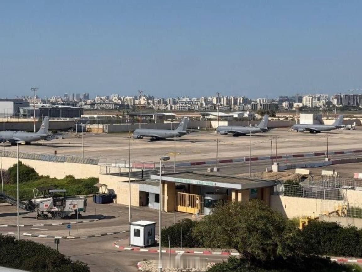 特拉维夫本·古里安国际机场正逐渐聚集起大量美国空军的加油飞机。海外新鲜事何天恩