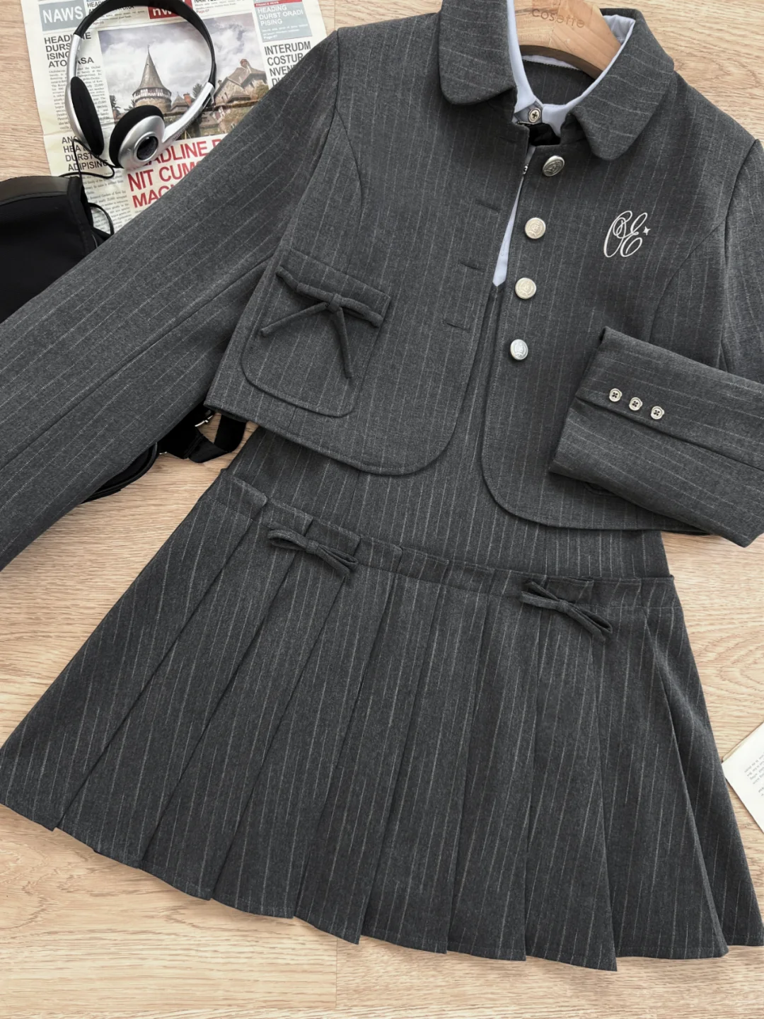 秋冬就是💼韩式条纹制服的统治区！