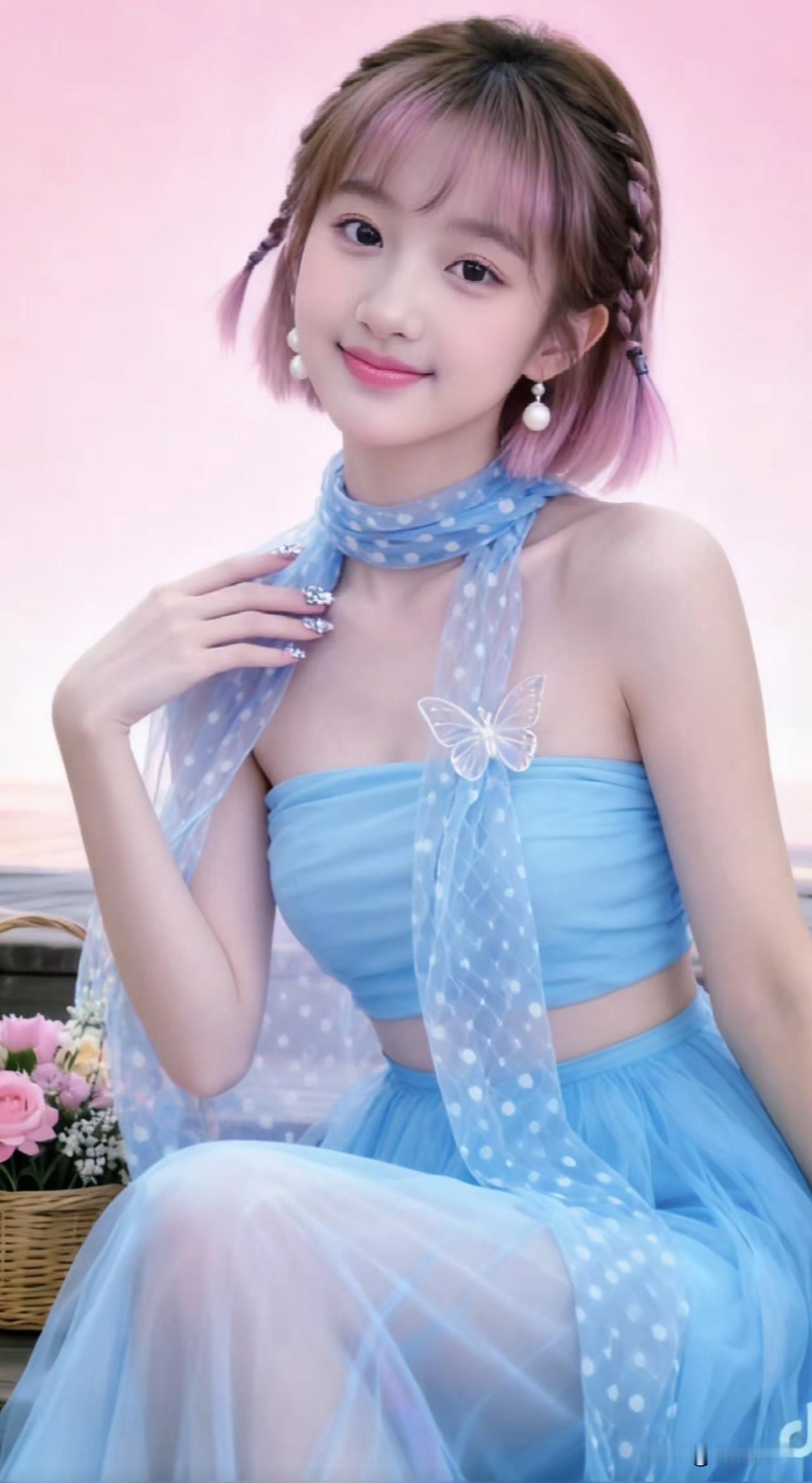 粉黛轻妆映碧空，蓝裙飘飘似仙踪。花间粉黛 粉黛古风照 粉黛梦幻写真 粉黛古风照 