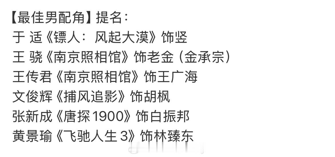 于适提名百花最佳男配🎉于 适 《镖人：风起大漠》饰演的竖太绝了