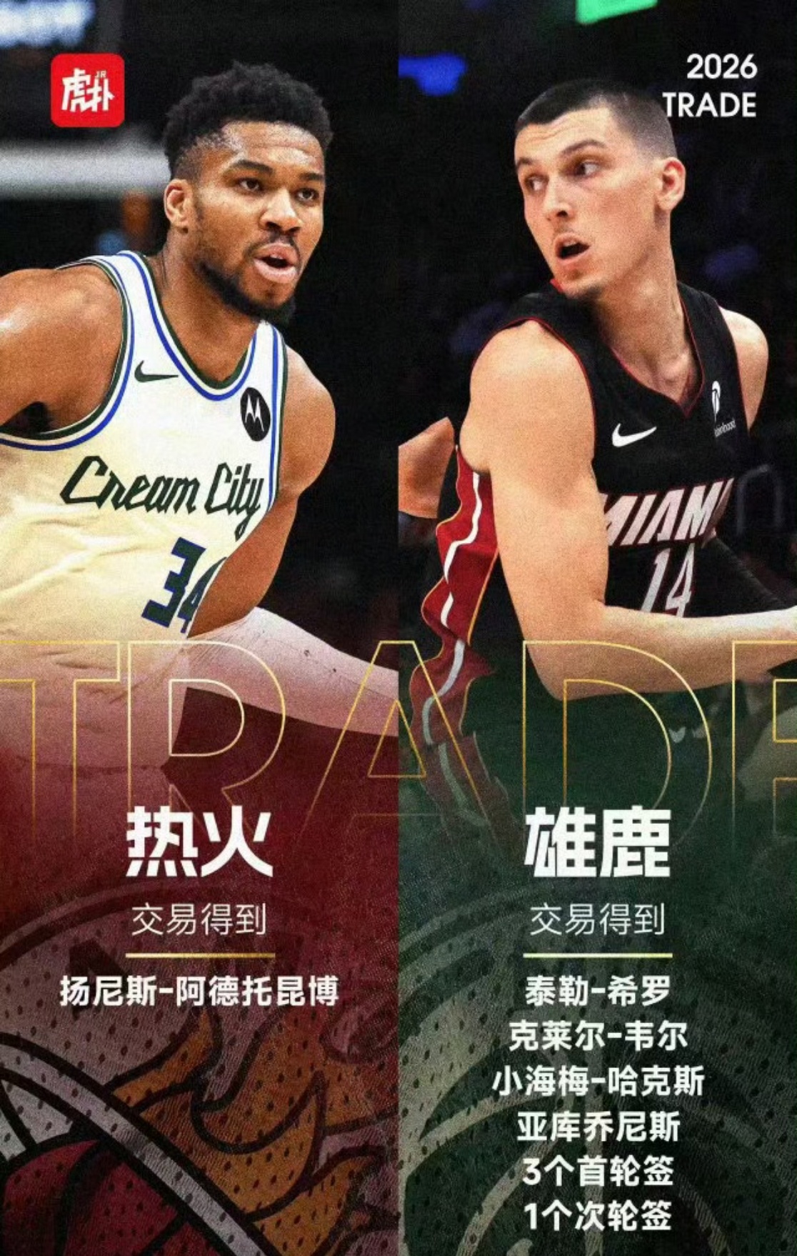 shams报道，雄鹿更喜欢热火的远端选秀权和球员合同的倒手灵活性 nba交易