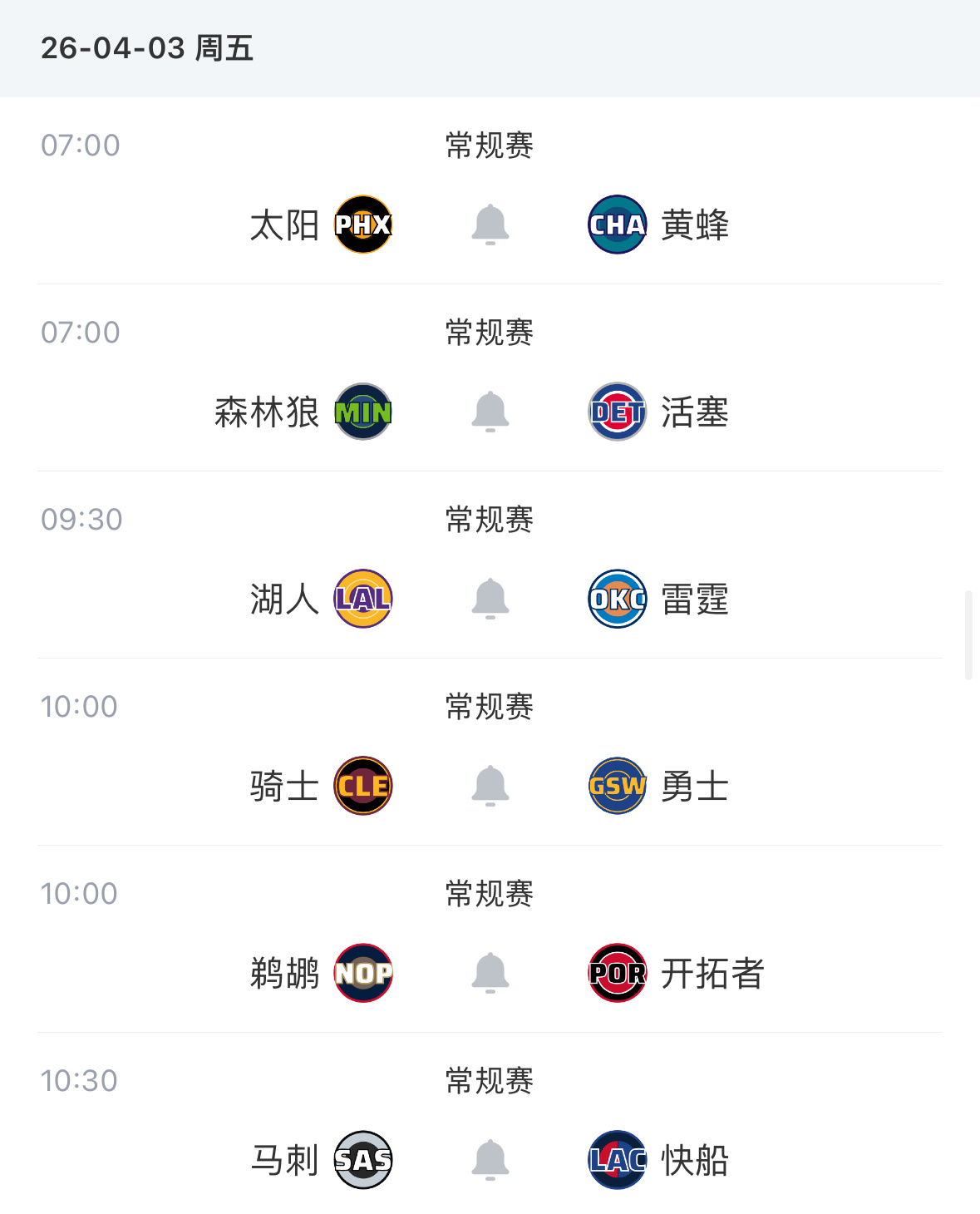 【4月3日｜NBA常规赛】———————————————🔥   9:30｜湖人