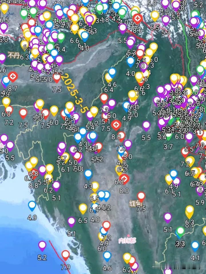 缅甸南部早上5.1级地震后又再发生地震，5日13时36分缅甸西北部曼尼普尔邦发生