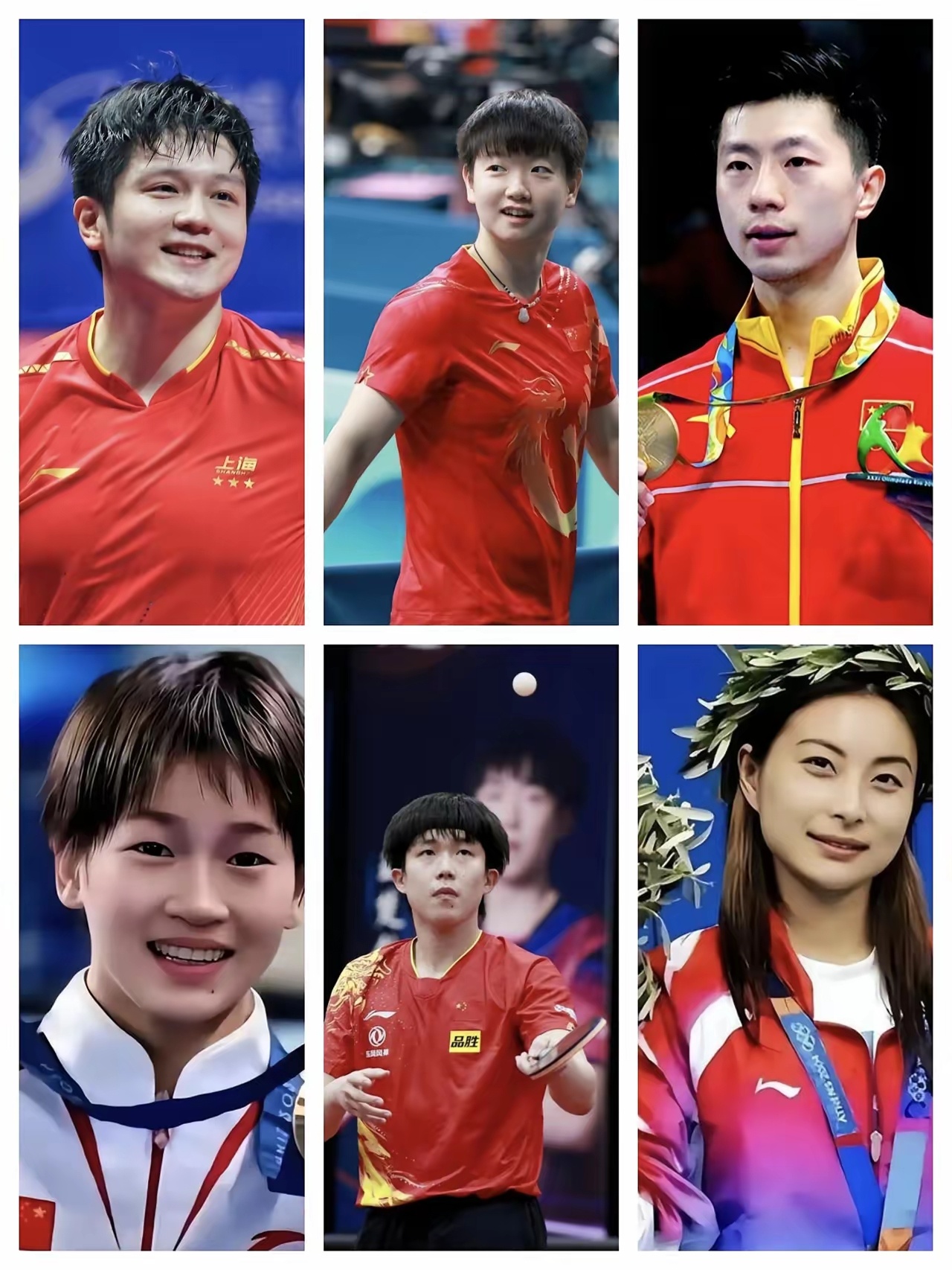 这6位体育名将你最喜欢哪一位？1、樊振东2、孙颖莎3、马龙4、全红婵5、王楚钦6