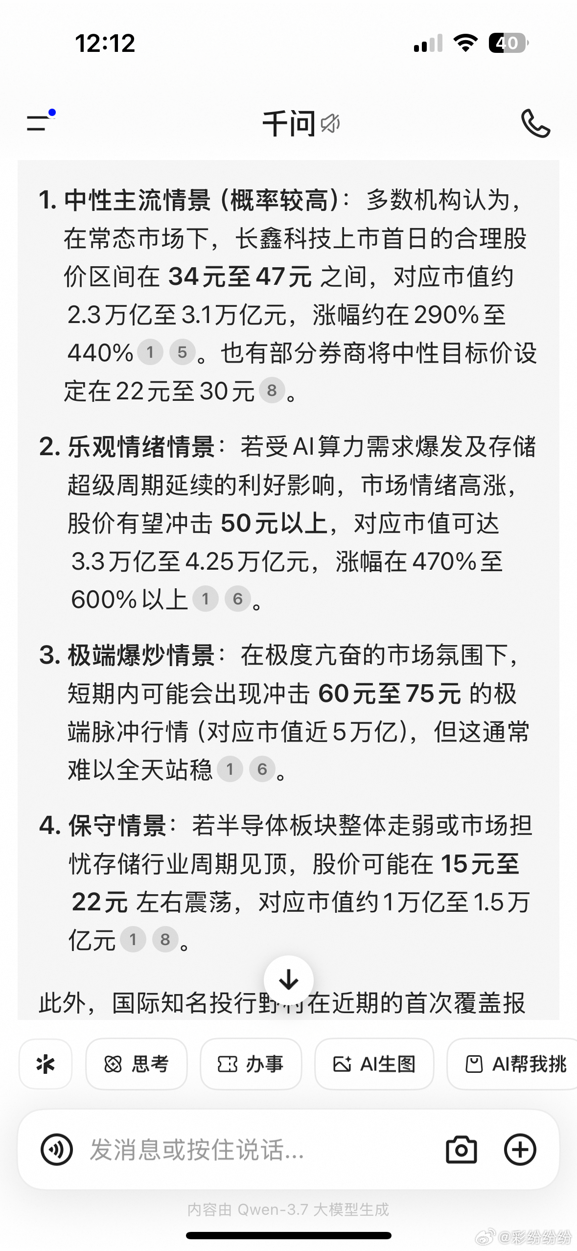 长鑫科技今日上市，我没中到签，昨晚思考了下，要不要赌一把，按开盘价挂个单买两手试