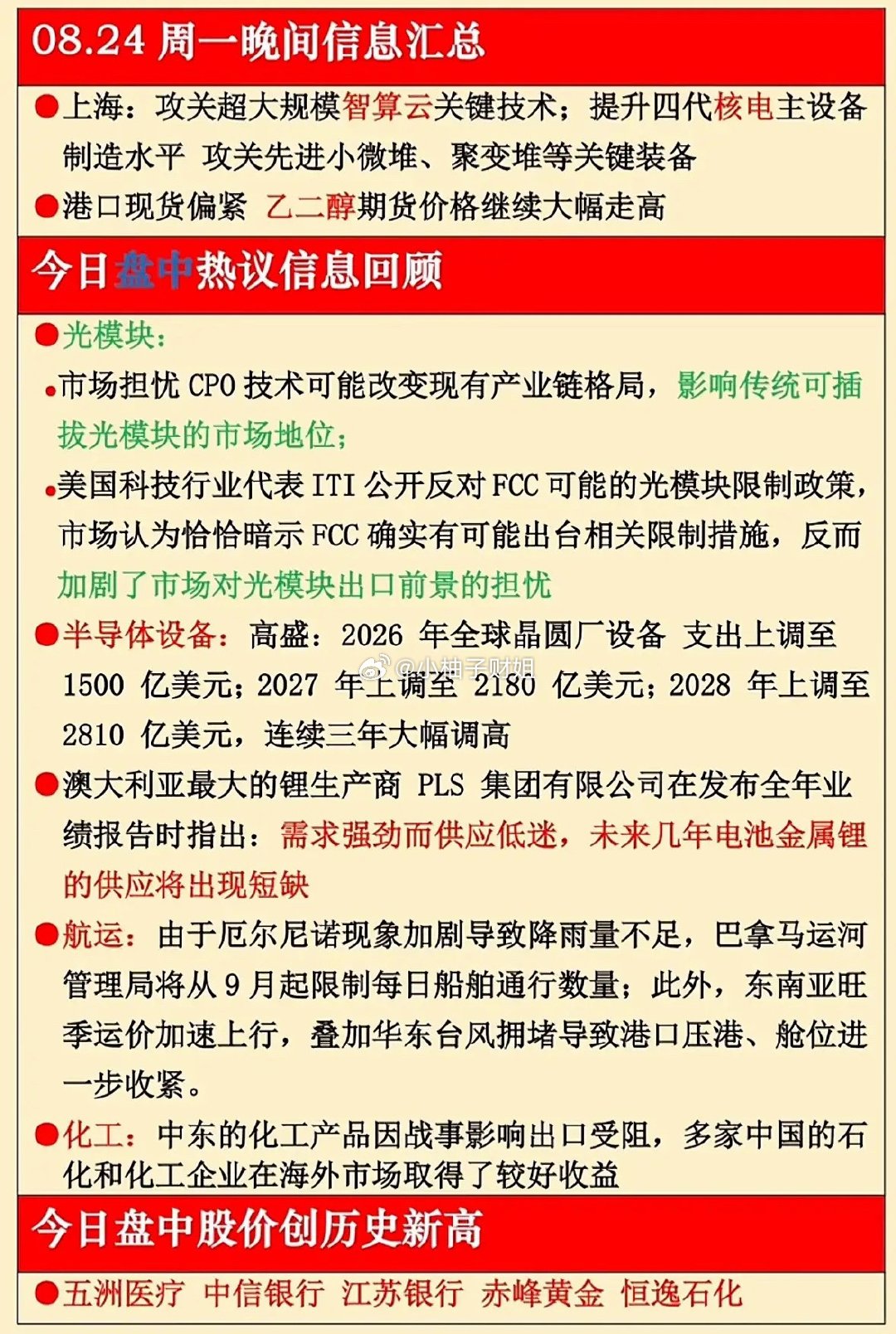 8月24日周一股市行情快讯，红绿分明。 