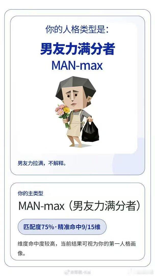 孔雪儿邓凯SBTI测试结果你好星期六孔雪儿全能尤物 ace 认证，邓凯 man-