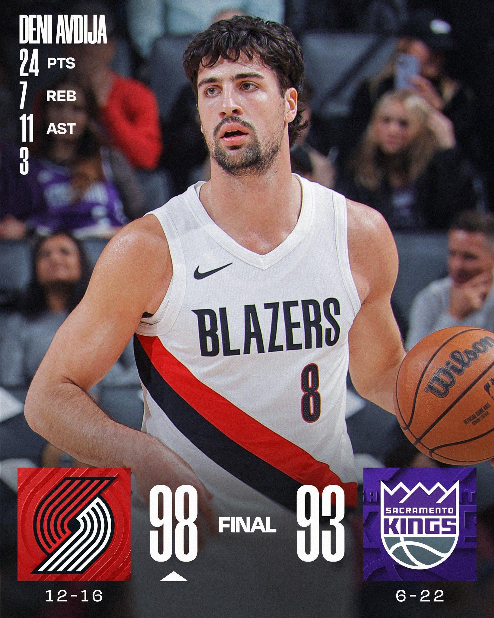 今天国王又输给开拓者啦，阿夫迪亚越来越稳了。NBA