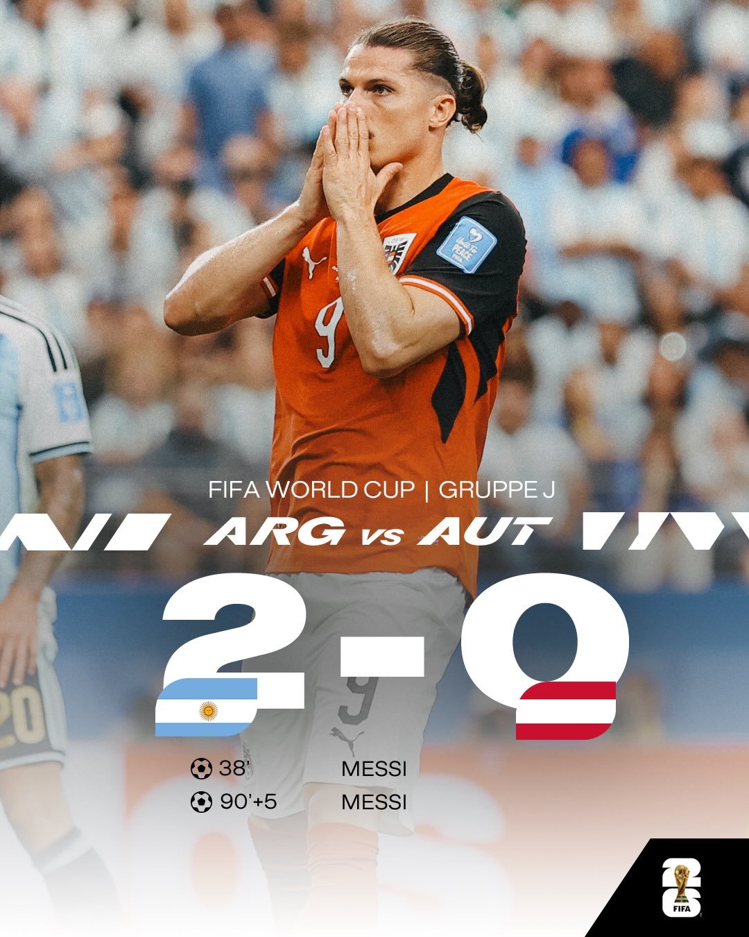 🌏6月23日国家队早场情报🇦🇹奥地利0-2阿根廷🇦🇷💛🖤萨比策首发