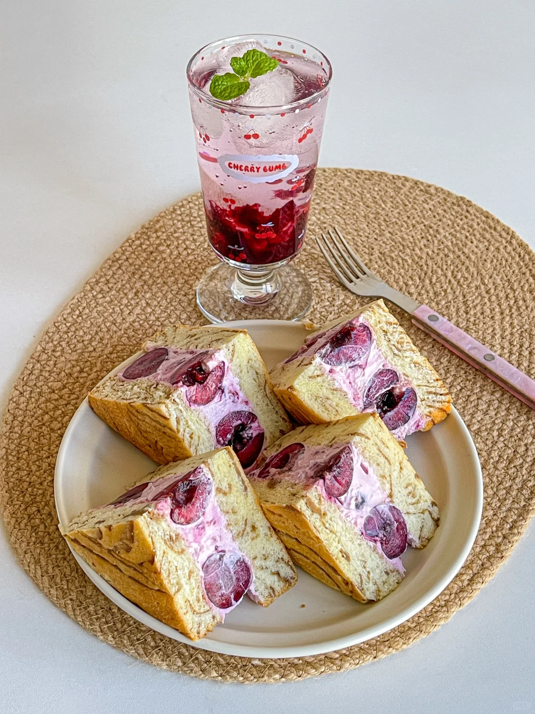 10分钟早餐🍞枫糖吐司车厘子酸奶三明治🍒