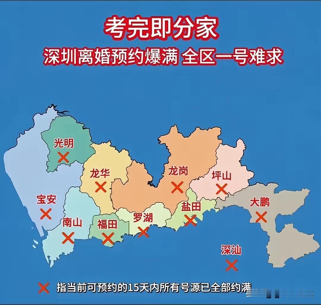 中考结束，深圳各区离婚预约都预约不上，这背后大有门道！各位单身的兄弟们可以去民政