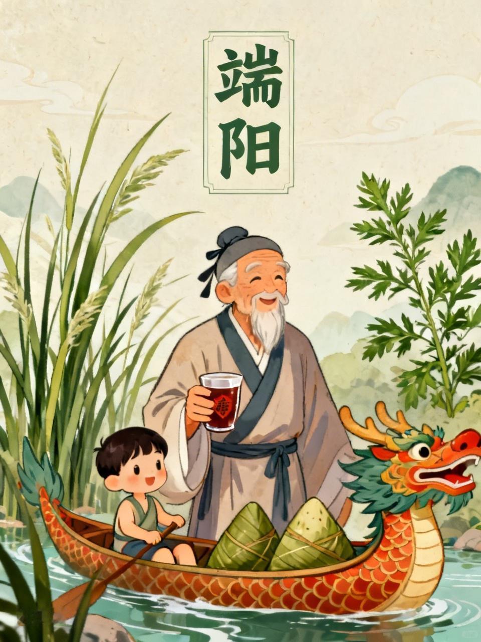 老辈人过端阳饮雄黄酒
农忙既毕庆端阳，
佳酿调添雄黄香。
雄黄酒水驱蚊扰，
轻点