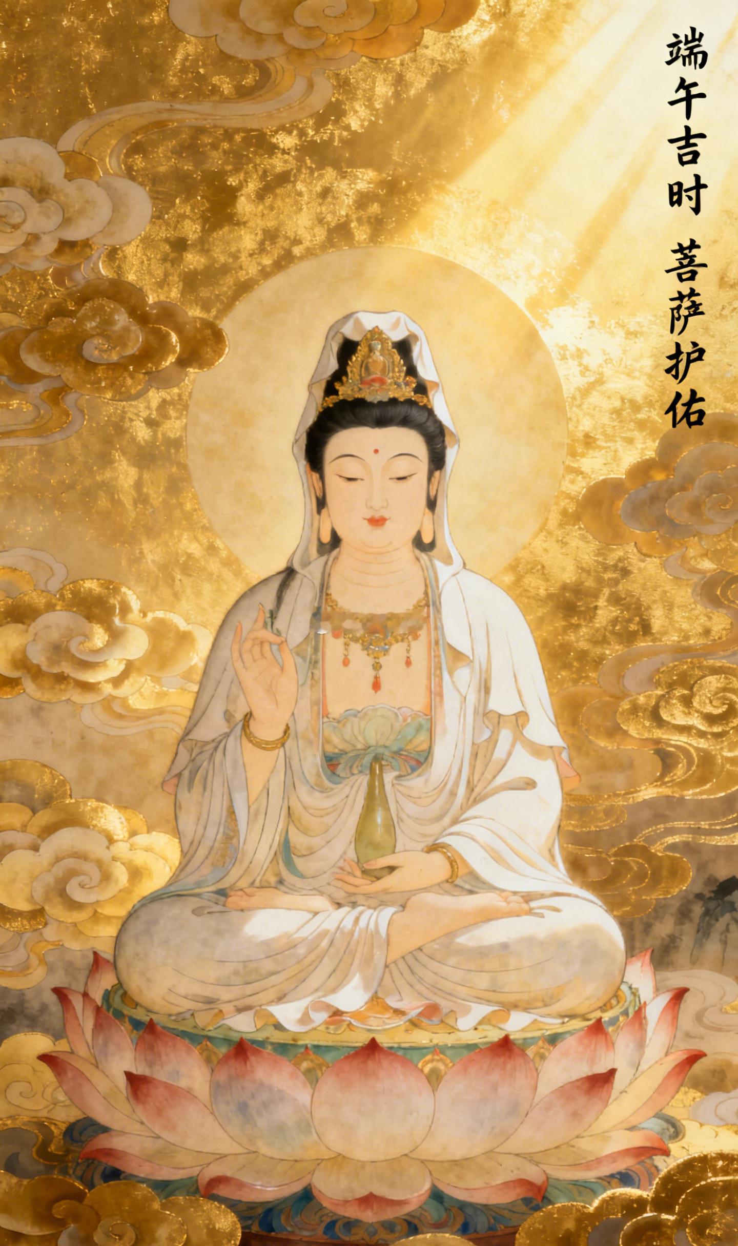 借端午的吉时，向观世音菩萨讨一份护佑。祈求家宅安宁，四季无恙。让那些大大小小的病