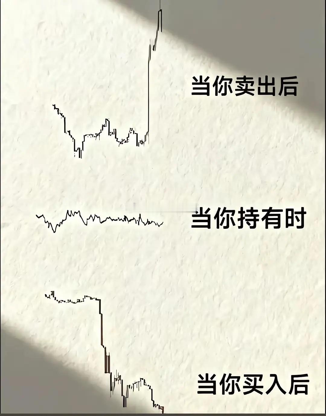 大部分投资者的真实写照！当你卖出后 ～冲上云霄，当你持有时～稳如泰山，当你买入后