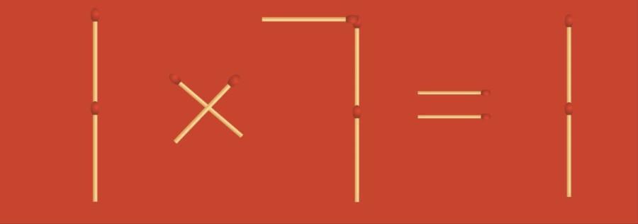 画面中 “1 × 7 = 1” 显然是个错误等式，而你的任务是仅移动 1 根火柴