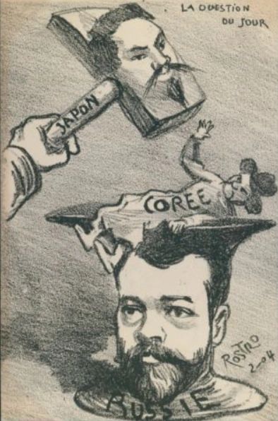 日俄战争讽刺画，当时名义上还存在大韩帝国