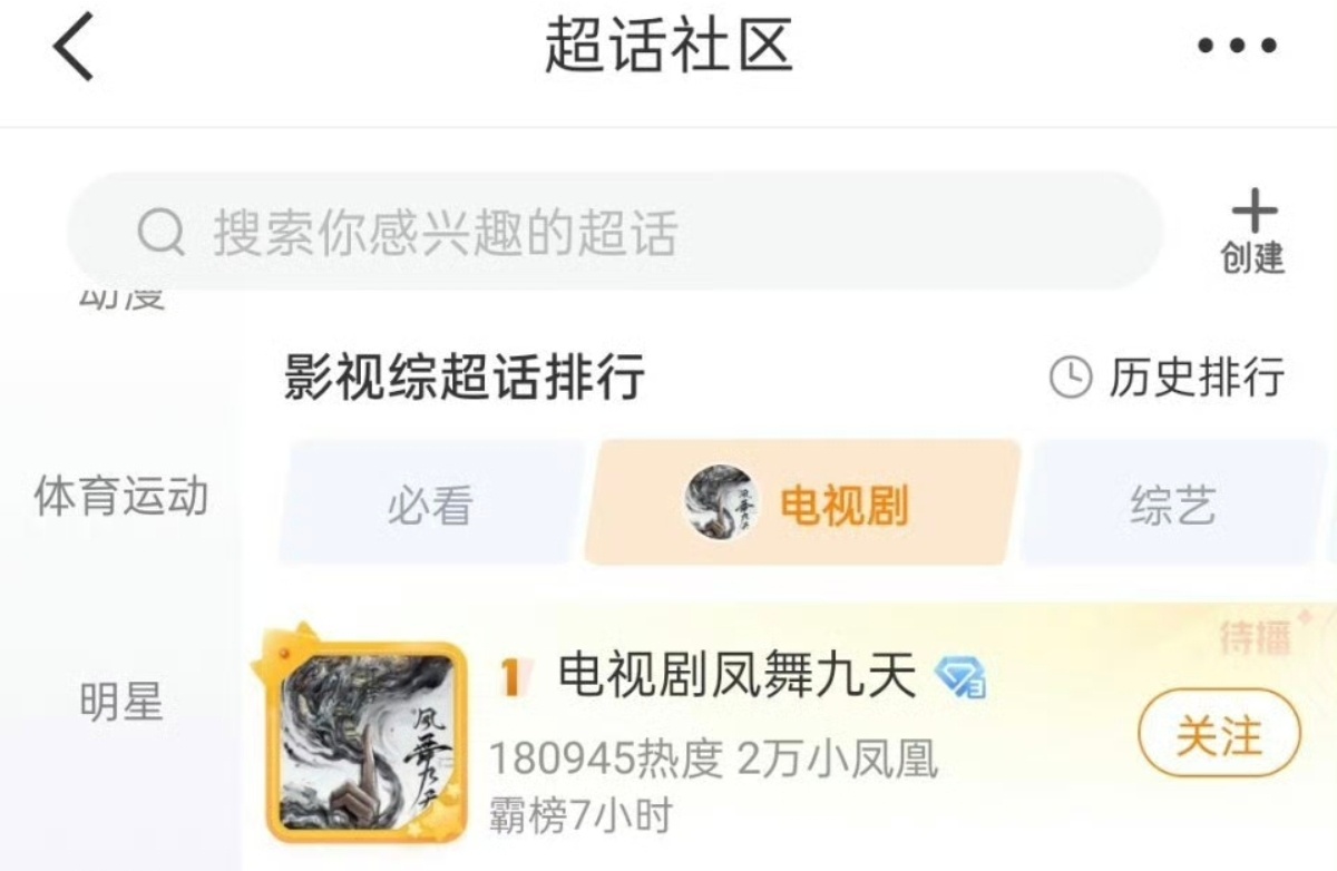 这就是活粉的权威吗？昨天凤舞九天就放了个预告，大眼这边超话直接登顶总榜跟电视剧榜